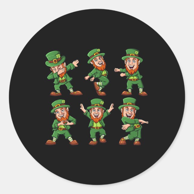 Sticker Rond Dancing Leprechauns St Patrick's Day Fun Boys Girl (Devant)