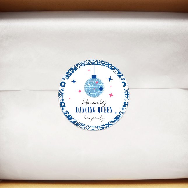 Sticker Rond Dancing Queen grecque Soirée Disco Enterrement de  (Créateur téléchargé)