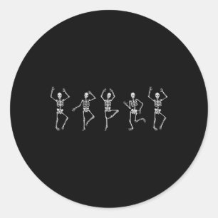 Sticker Rond Dancing Skeleton Drôle Halloween Costume Skull Dan