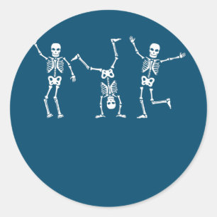 Sticker Rond Dancing Skeletons Dance Challenge Halloween effray