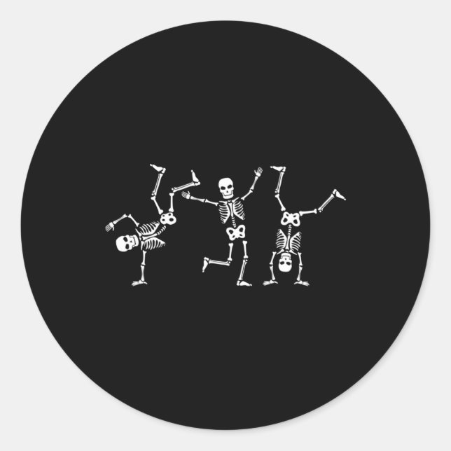 Sticker Rond Dancing Skeletons Dance Challenge Halloween effray (Devant)