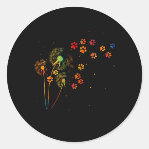Sticker Rond Dandelion Empreinte de patte Tie Dye Amoureux des