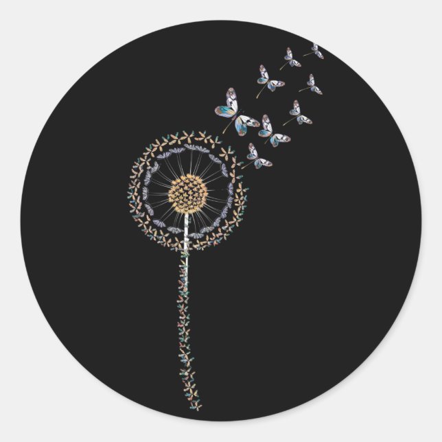 Sticker Rond Dandelion fait entièrement de papillons (Devant)