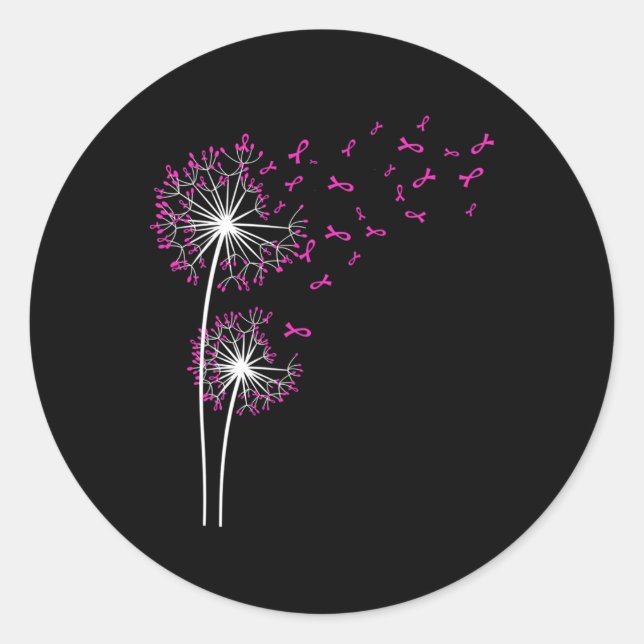 Sticker Rond Dandelion Faith Hope Love Cancer du sein Sensibili (Devant)