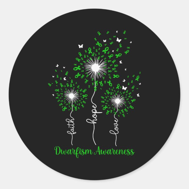 Sticker Rond Dandelion Faith Hope Love Dwarfism Awareness  (Devant)