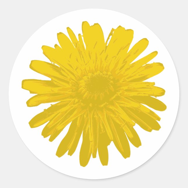 Sticker Rond Dandelion Jaune minimaliste - Cadeau d'art couleur (Devant)