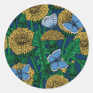 Sticker Rond Dandelion medow