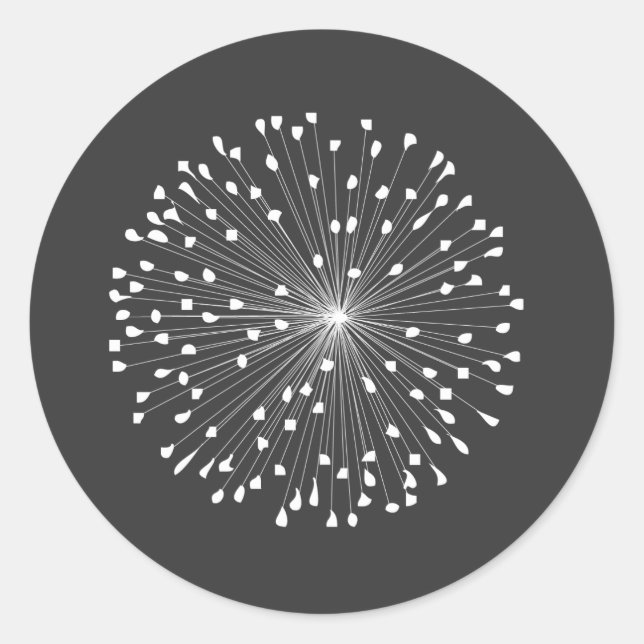 STICKER ROND DANDELION STARBURST EN BLANC (Devant)