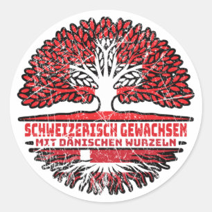 Sticker Rond Dänemark Dänisch Schweizer Schweiz Baum Wurzel