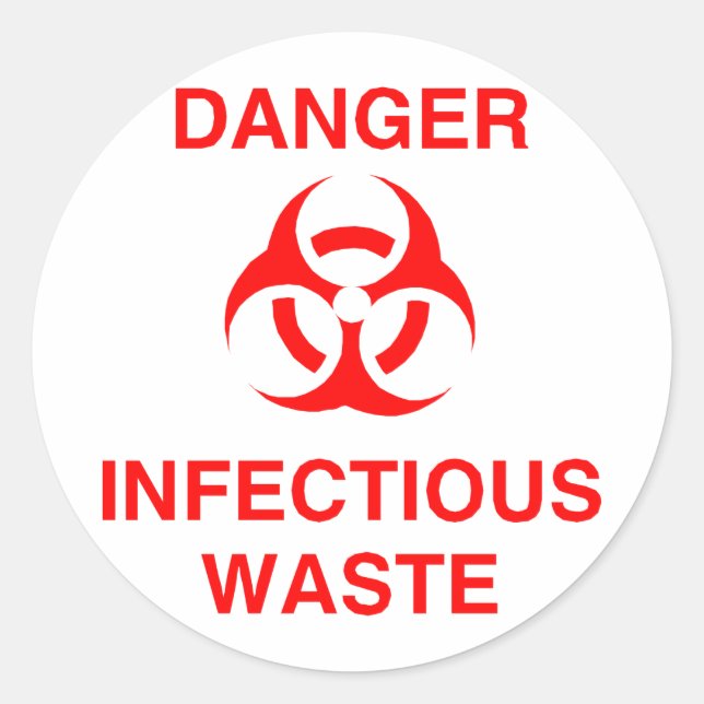 Sticker Rond Danger Déchets infectieux (Devant)