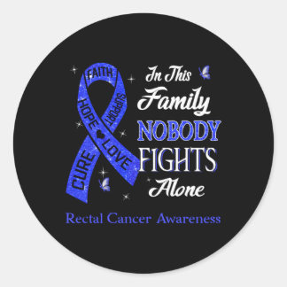 Sticker Rond Dans Cette Famille Personne ne combat seul le canc