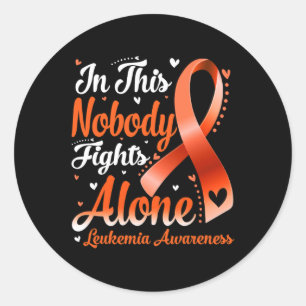 Sticker Rond Dans Cette Famille Personne ne combat seul Leucémi