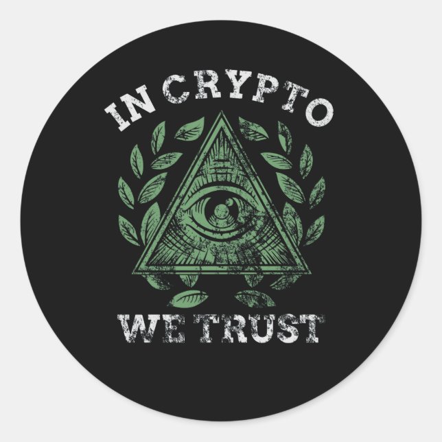 Sticker Rond Dans Crypto nous faisons confiance Bitcoin Cryptom (Devant)