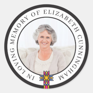 Sticker Rond Dans la mémoire aimante   Photo personnalisée et C