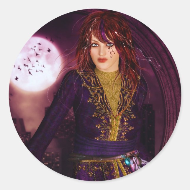 Sticker Rond Dans la ville sombre (Devant)