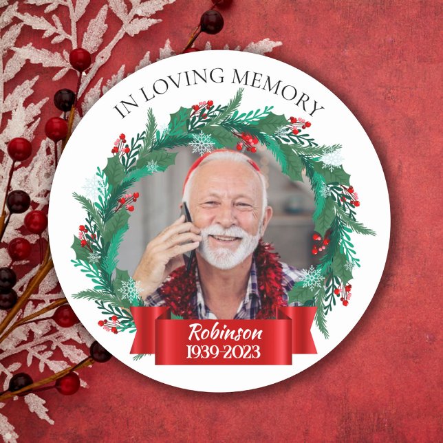 Sticker Rond Dans l'amour mémoire Noël couronne grand-père phot (Créateur téléchargé)