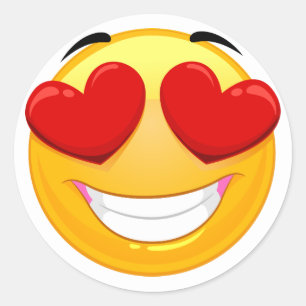 Sticker Rond Dans l'autocollant de classique d'Emoji d'amour