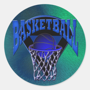 Sticker Rond Dans le basket-ball et le panneau arrière de