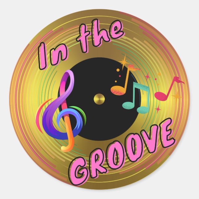 Sticker Rond Dans le GROOVE (la renaissance des disques vinyles (Devant)