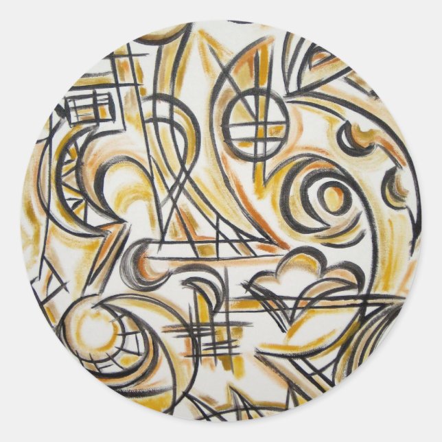 Sticker Rond Dans Le Labyrinthe - Art Moderne Peint À La Main (Devant)