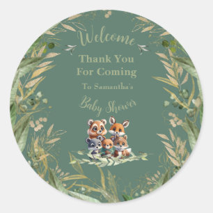 Sticker Rond Dans les bois : Remerciements pour Baby Shower
