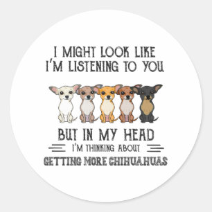 Sticker Rond Dans ma tête, je pense à obtenir des chihuahuas
