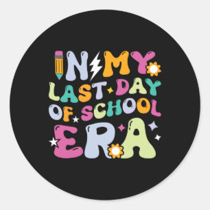 Sticker Rond Dans Mon Dernier Jour D'École Époque Enfants Ensei
