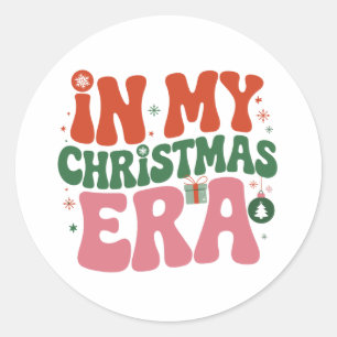 Sticker Rond Dans mon époque de Noël, famille funky de vacances
