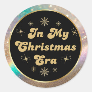 Sticker Rond dans mon ère de Noël, or noir luxe