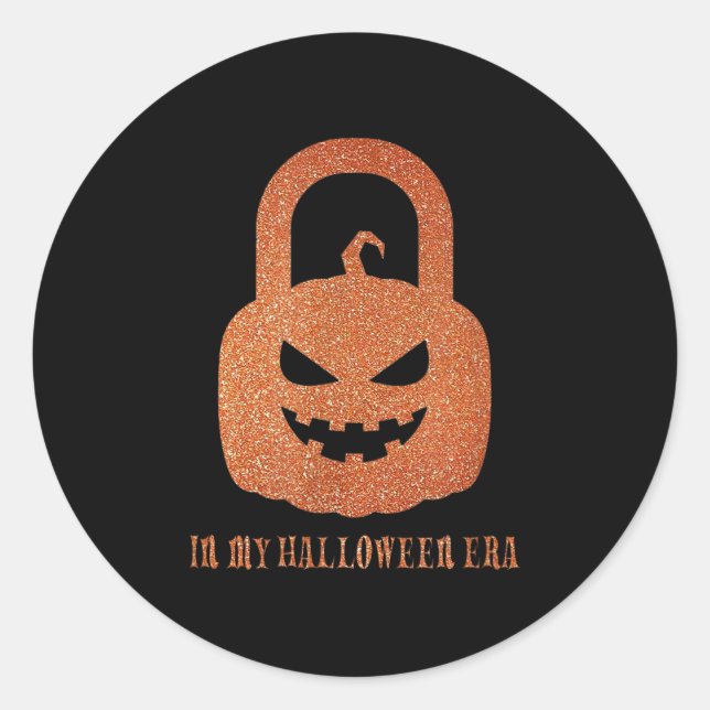 Sticker Rond Dans mon ère d'Halloween, citrouille Show girl Drô (Devant)