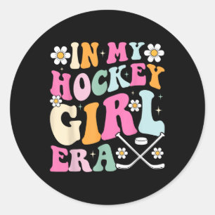 Sticker Rond Dans Mon Hockey Girl Era Jeu Vintage Jour Super Ho