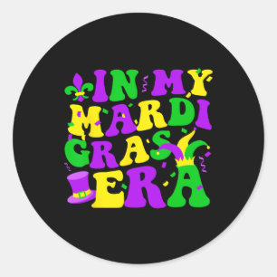 Sticker Rond Dans My Mardi Gras Era Festival Retro Carnival Hol