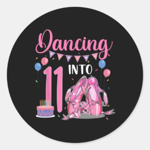 Sticker Rond Danse Dans 11e Anniversaire Ballerina Ballet 11 an