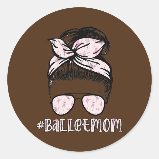 Sticker Rond Danse De Ballet Ballerina Messy Bun Cheveux De Dan (Devant)