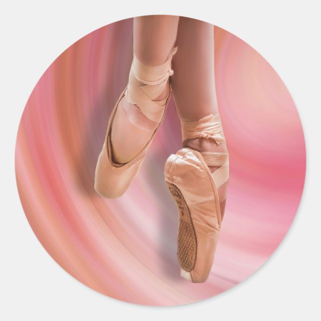 Sticker Rond Danse de ballet en rose (Devant)