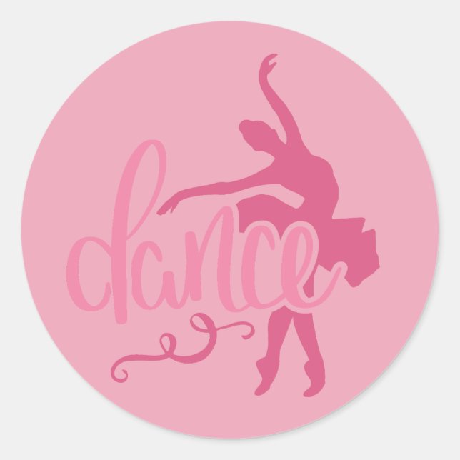 Sticker Rond Danse de ballet rose Ballerina Silhouette (Devant)
