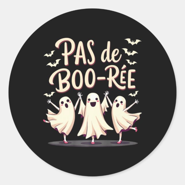 Sticker Rond Danse d'Halloween Pas De Boo-rée Ghost Ballet (Devant)