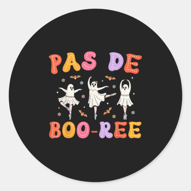 Sticker Rond Danse d'Halloween Pas De Boo-rée Ghost Ballet (Devant)