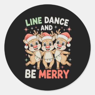 Sticker Rond Danse en ligne et joyeux renne Noël Xmas