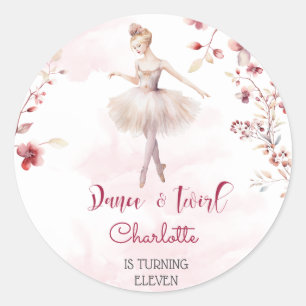 Sticker Rond Danse et ballerine tourbillon anniversaire