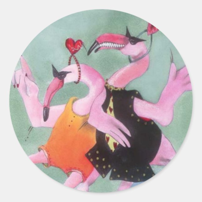 Sticker Rond Danse Flamant rose (Devant)