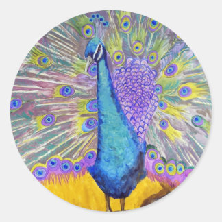 Sticker Rond Danse Peacock violet et bleu