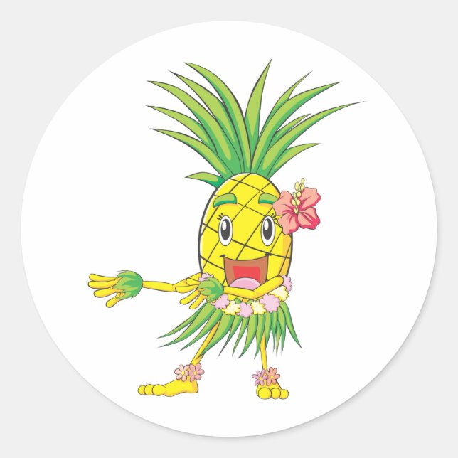 Sticker Rond Danse sur mesure de Hula ananas (Devant)