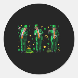Sticker Rond Danse Trump St. Patrick's Day , Uni-adultes, Noir