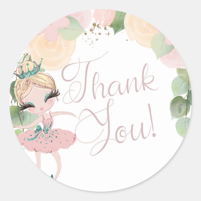 STICKER ROND DANSE & TWIRL| ANNIVERSAIRE DE LA BALLERINE | FLOR (Devant)