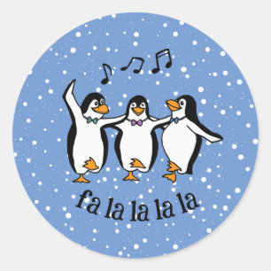 Sticker Rond Danser Chanter Penguins Design