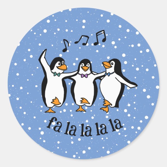 Sticker Rond Danser Chanter Penguins Design (Devant)