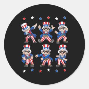 Sticker Rond Danser Dabbing Oncle Sam 4 juillet Garçons Filles