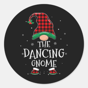 Sticker Rond Danser Gnome Xmas Famille Correspondance Plaid Noë