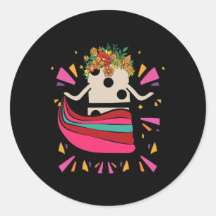 Sticker Rond Danser Train Mexicain Domino Tile Fleurs Drôle Ga